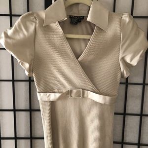 NWOT Knit cross over with silk-like detailing